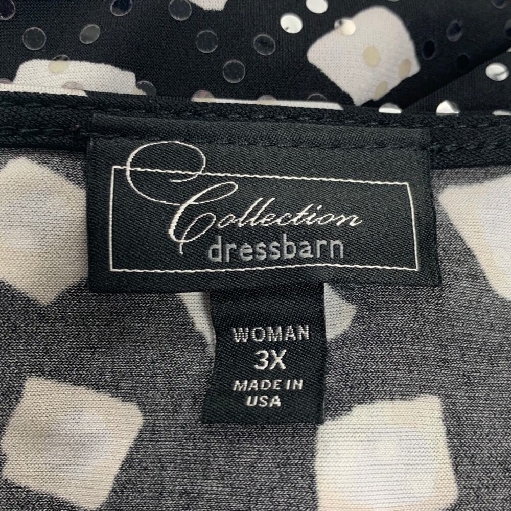 Dress Barn Collection Womens 3X Short Sleeve Polka Dot Drapey Sequin Blouse Top - Picture 5 of 6